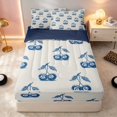 thumbnail image 1 of Erosebridal Cherry Zipper Queen Comforter Set with Fitted Sheet and 2 Pillowcases Sky Zipper Bedding Set, Sky Cherry, Navy Reversible, 1 of 7