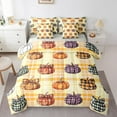 thumbnail image 1 of Erosebridal Chic Autumn Pumpkin Bed in a Bag King Size,Harvest Fruit Bed Set,Fall Grids Printed Bedding King Size,Lightweight Bedroom Decorative Reversible,7 Pieces, 1 of 7