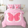 thumbnail image 1 of Erosebridal Chic Butterfly Bedding Twin Size, Pink Comforter Sets with Sheets, Aesthetic Duvet Set, Microfiber Bedroom Decorative, Reversible 7-Piece, 1 of 5