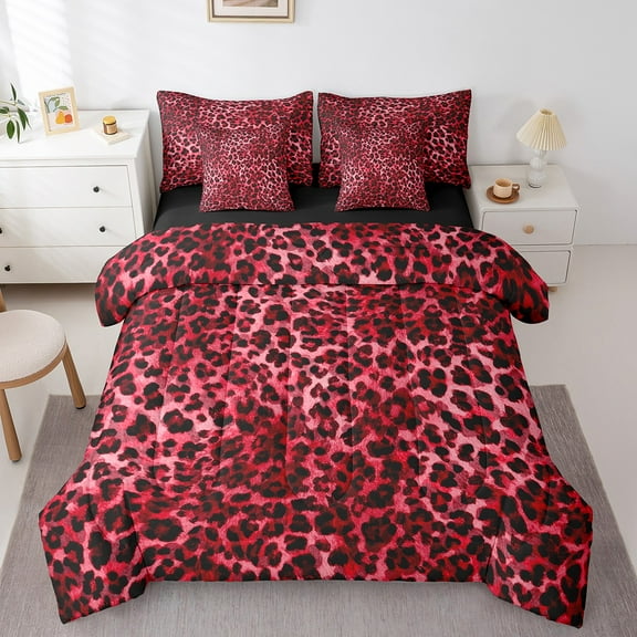 Erosebridal Chic Cheetah Bed in a Bag King size, Leopard Print Bed Set, Teenager Adult Reversible Bedding King Size, Super Cozy Room Decorative, 7 Pieces