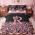 thumbnail image 1 of Erosebridal Chic Cheetah Pattern 7-Piece Twin Bedding Sets,Pink Glitter Print Bowknot Letter R Bedding Comforter Set For Girls Kids,Reversible pink, 1 of 7