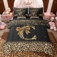 thumbnail image 1 of Erosebridal Chic Cheetah Print Bedding Comforter Set, Personalized Initial C Queen Bedding Sets, Black Brown, Black Reversible 7-Piece, 1 of 6
