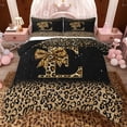 thumbnail image 1 of Erosebridal Chic Cheetah Print Queen Comforter Set, Personalized Initial E Bedding Comforter Set, Black Brown, Black Reversible 3 Pieces, 1 Comforter and 2 Pillowcases, 1 of 6