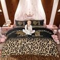 thumbnail image 1 of Erosebridal Chic Cheetah Print Queen Duvet Cover Set, Personalized Initial H Bedding, Black Brown, Black Reversible 3-Piece, 1 Duvet Cover and 2 Pillowcases (No Comforter), 1 of 6