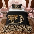 thumbnail image 1 of Erosebridal Chic Cheetah Print Twin Bedding, Personalized Initial D Duvet Cover Set, Black Brown, Black Reversible 2 Pieces, 1 Duvet Cover and 1 Pillowcase (No Comforter), 1 of 6