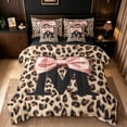 thumbnail image 1 of Erosebridal Chic Cheetah Printed 7-Piece Twin Bedding Sets For Kids,Black Letter M Monogrammed Bedding Comforter Set,Black Reversible, 1 of 7