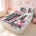 thumbnail image 1 of Erosebridal Chic Cosmetics Zipper Queen Comforter Set with Fitted Sheet and 2 Pillowcases, Girls Fashion Zipper Bedding Set, Pink Reversible, 1 of 7