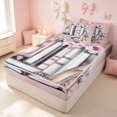 thumbnail image 1 of Erosebridal Chic Cosmetics Zipper Twin Comforter Sets with Fitted Sheet and 2 Pillowcases for Girls, Highheels Perfume Print Zipper Bedding Set, Pink Reversible, 1 of 7