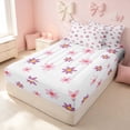 thumbnail image 1 of Erosebridal Chic Daisy Floral Zipper Twin Comforter Sets with Fitted Sheet and 2 Pillowcases for Girls, Flower Theme Zipper Bedding Set, Pink Reversible, 1 of 7