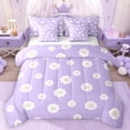 thumbnail image 1 of Erosebridal Chic Daisy Flower Twin Bedding Sets for Girls, Purple Bedding Comforter Set, Reversible, 7 Pieces, 1 of 6