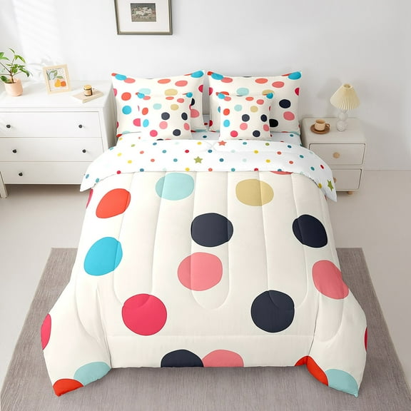 Erosebridal Chic Dot Bedding Sets Queen Size, Polka Dots Comforter Sets with Sheets, Teens, Reversible 7 Pieces