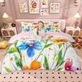 thumbnail image 1 of Erosebridal Chic Floral Queen Duvet Cover Set for Girls, Oil Painting Style Bedding, Pink Reversible, 3pcs 1 Duvet Cover and 2 Pillowcases, No Comforter, 1 of 6