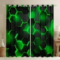 thumbnail image 1 of Erosebridal Chic Geometry Curtains Pack of 2 (38x45), Neon Green 30%-50% Blackout Curtains for Bedroom, Honeycomb Stripe 30%-50% Black Out Curtains, Window Drapes Bedroom Decorative, 1 of 6