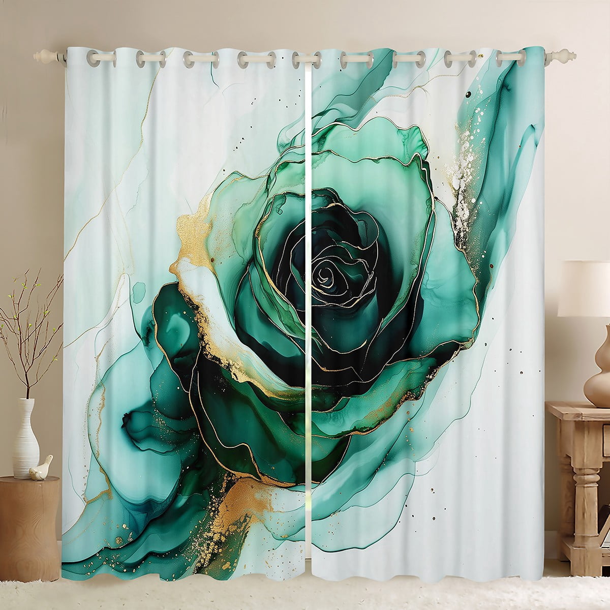 Erosebridal Gold Metallic Marble Shower Curtain - 72x72 Inch, Glitter White & Gold Abstract Design, Waterproof Polyester