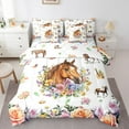 thumbnail image 1 of Erosebridal Chic Horse Bedding Sets Queen Size,Farm Animal Comforter Sets with Sheets,Colorful Floral Bed in a Bag Queen Size,Super Cozy Room Decoration Reversible,7-Piece, 1 of 6