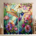 thumbnail image 1 of Erosebridal Chic Hummingbird Black Out Curtains for Girls, Pink Flower Floral Curtains Pack of 2 (42x63 Each), 1 of 6