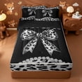 thumbnail image 1 of Erosebridal Chic Leopard Bow Zipper Twin Comforter Sets with Fitted Sheet and 2 Pillowcases,Gray Cheetah Animal Print Zipper Bedding Set For Girls,Black Reversible,4-Piece, 1 of 7