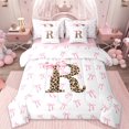 thumbnail image 1 of Erosebridal Chic Leopard Pattern 7-Piece Twin Bedding Sets,Brown Alphabet R Bedding Comforter Set For Bowknot Girls,Reversible, 1 of 7