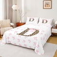 thumbnail image 1 of Erosebridal Chic Leopard Pattern Queen Sheet Sets,Brown Alphabet D Bed Set For Bowknot Girls 4 Pieces, 1 of 6