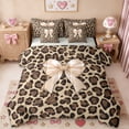 thumbnail image 1 of Erosebridal Chic Leopard Print 7-Piece Twin Bedding Sets,Light Brown Bowknot Print Bedding Comforter Set For Bow Lovers,Gray Reversible, 1 of 7