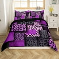 thumbnail image 1 of Erosebridal Chic Leopard Print Comforter Cover Queen, Purple Bedding Queen Size, Fashion Geometric Decor, Reversible 3pcs（No Comforter）, 1 of 7