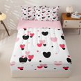 thumbnail image 1 of Erosebridal Chic Love Hearts Zipper Full Size Comforter Sets with Fitted Sheet and 2 Pillowcases for Girls, Romantic Theme Zipper Bedding Set, Pink Reversible, 1 of 7