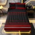 thumbnail image 1 of Erosebridal Chic Luminous Zipper Twin Comforter Sets with Fitted Sheet and 2 Pillowcases,Linear Streak Zipper Bedding Set,Crimson Black,Black Reversible, 1 of 6