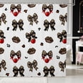 thumbnail image 1 of Erosebridal Chic Satin Bow Ribbon Shower Curtain 72Wx84L for Girls, Romantic Floral Print Waterproof Bathroom Shower Curtain, 1 of 5