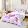 thumbnail image 1 of Erosebridal Chic Unicorn Sheet Set Full,Cartoon Rainbow Bedding Sets Full Size,Fairy Castle Silhouette Full Sheet Sets For Girls,Breathable Room Decoration,4pcs, 1 of 7