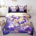 thumbnail image 1 of Erosebridal Chic Vintage Flowers Twin Bedding Sets 7-Piece For Teens Adults,Purple Golden Butterflies Bedding Comforter Set For Girls,Black Reversible, 1 of 6