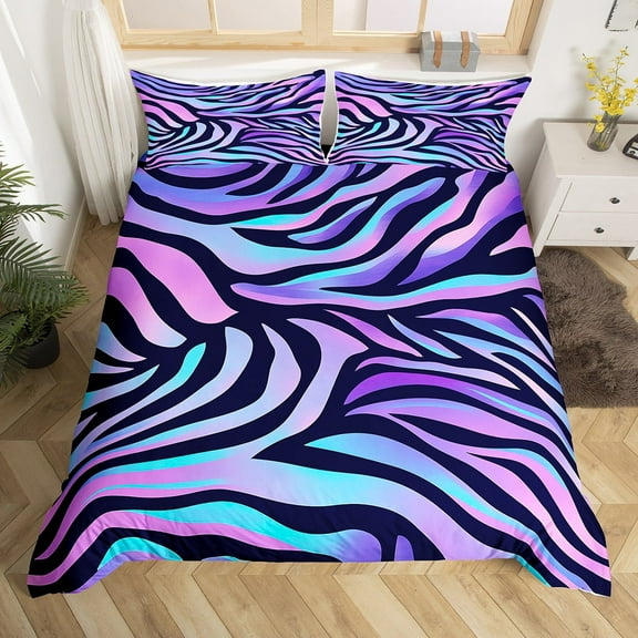 Erosebridal Chic Zebra Print Comforter Cover Twin, Dreamy Stripe Bedding Twin Size, Animal Room Decor, 2pcs(No Comforter)
