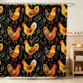 thumbnail image 1 of Erosebridal Chicken Shower Curtain 72Wx78L for Boys Girls, Golden Leaves Waterproof Bath Curtain, 1 of 5
