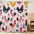 thumbnail image 1 of Erosebridal Chicken Shower Curtain 72Wx78L for Girls, Pink Folk Waterproof Bath Curtain, 1 of 5