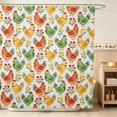 thumbnail image 1 of Erosebridal Chicken Shower Curtain 72Wx84L for Girls, Pink Wildflowers Waterproof Bathroom Shower Curtain, 1 of 5