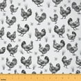 thumbnail image 1 of Erosebridal Chicken Upholstery Fabric,Farmhouse Chicken Fabric By The Yard,Countryside Animal Decorative Fabric,Garden Flower Indoor Outdoor Fabric,White Black,1 Yard, 1 of 5