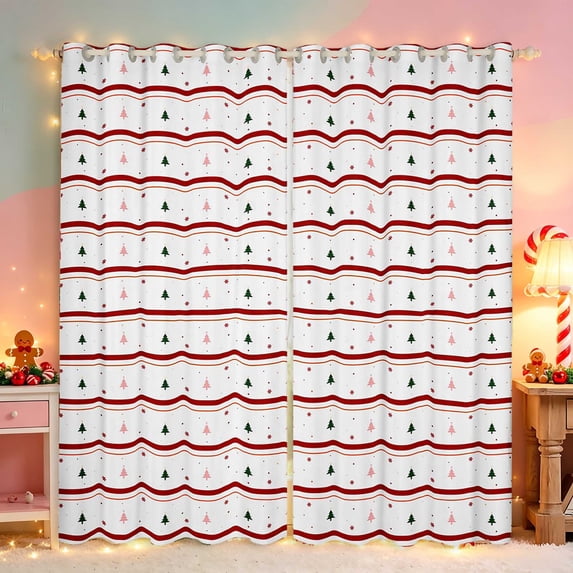 Manfei Christmas Blackout Curtains Pattern Window Curtains Pack of 2 (38x45 Each)
