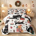 thumbnail image 1 of Erosebridal Christmas Cats Quilt Full 3-Piece,Merry Holiday Full Bedspread Sets,Black White,1 Coverlet and 2 Pillowcases, 1 of 7
