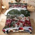 thumbnail image 1 of Erosebridal Christmas Cats Quilt King 3 Pieces,Merry Holiday King Coverlet Set,Red Green,1 Bedspread and 2 Pillowcases, 1 of 7