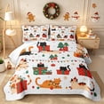 thumbnail image 1 of Erosebridal Christmas Cats Twin Quilt Set 2 Pieces,Merry Holiday Twin Coverlet Set,Multi,1 Bedspread and 1 Pillowcase, 1 of 7