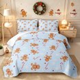 thumbnail image 1 of Erosebridal Christmas Gingerbread Man Quilt Full 3-Piece,Happy Xmas Full Bedspread Sets,Light Blue,1 Coverlet and 2 Pillowcases, 1 of 7