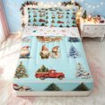thumbnail image 1 of Erosebridal Christmas Gnome Zipper Queen Comforter Set with Fitted Sheet and 2 Pillowcases, Cartoon Truck Zipper Bedding Set, Cyan, Christmas Reversible, 4pcs, 1 of 7