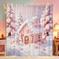 thumbnail image 1 of Manfei Christmas Kitchen Curtains Candy Black Out Curtains Pack of 2 (42x63 Each), Lilac White, 1 of 6