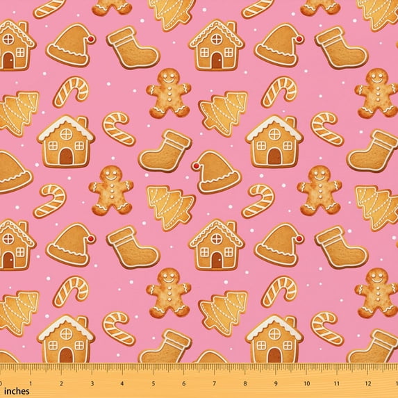 Erosebridal Christmas Ornament Fabric by the Yard 1 Yard Holiday Decor Home Decor Fabric by the Yard, Light Rose Pink