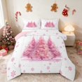 thumbnail image 1 of Manfei Christmas Tree Comforter Set Queen, Pink, 3 Piece, 1 of 6