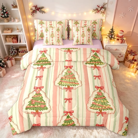 Erosebridal Christmas Tree Full Size Bedding Sets, Cartoon Stripe Full ...