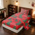 thumbnail image 1 of Manfei Christmas Tree Twin Sheets Green Bedding, Yellow Red 3 Pieces (1 Flat Sheet, 1 Fitted Sheet and 1 Pillowcase), 1 of 6