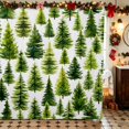 thumbnail image 1 of Manfei Christmas Tree Waterproof Shower Curtain 72Wx72L Pine Bathroom Curtain, Navy Silver, 1 of 5