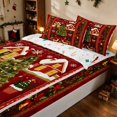 thumbnail image 1 of Manfei Christmas Tree Zipper Full Size Comforter Sets with Fitted Sheet and 2 Pillowcases Holiday Zipper Bedding Set, Pink Red, Xmas Reversible, 1 of 7