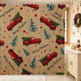 thumbnail image 1 of Erosebridal Christmas Truck Shower Curtain 72Wx72L,Merry Holiday Bathroom Curtain,Brown, 1 of 6