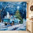 thumbnail image 1 of Erosebridal Christmas Truck Shower Curtain 72Wx72L,Winter Scene Bathroom Curtain,Blue, 1 of 6